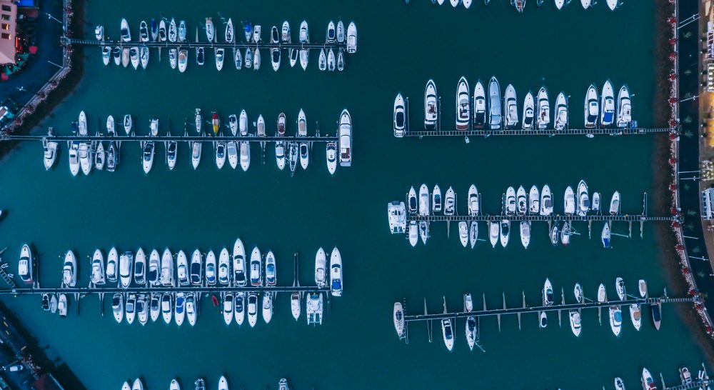 A number of boats in a harbour